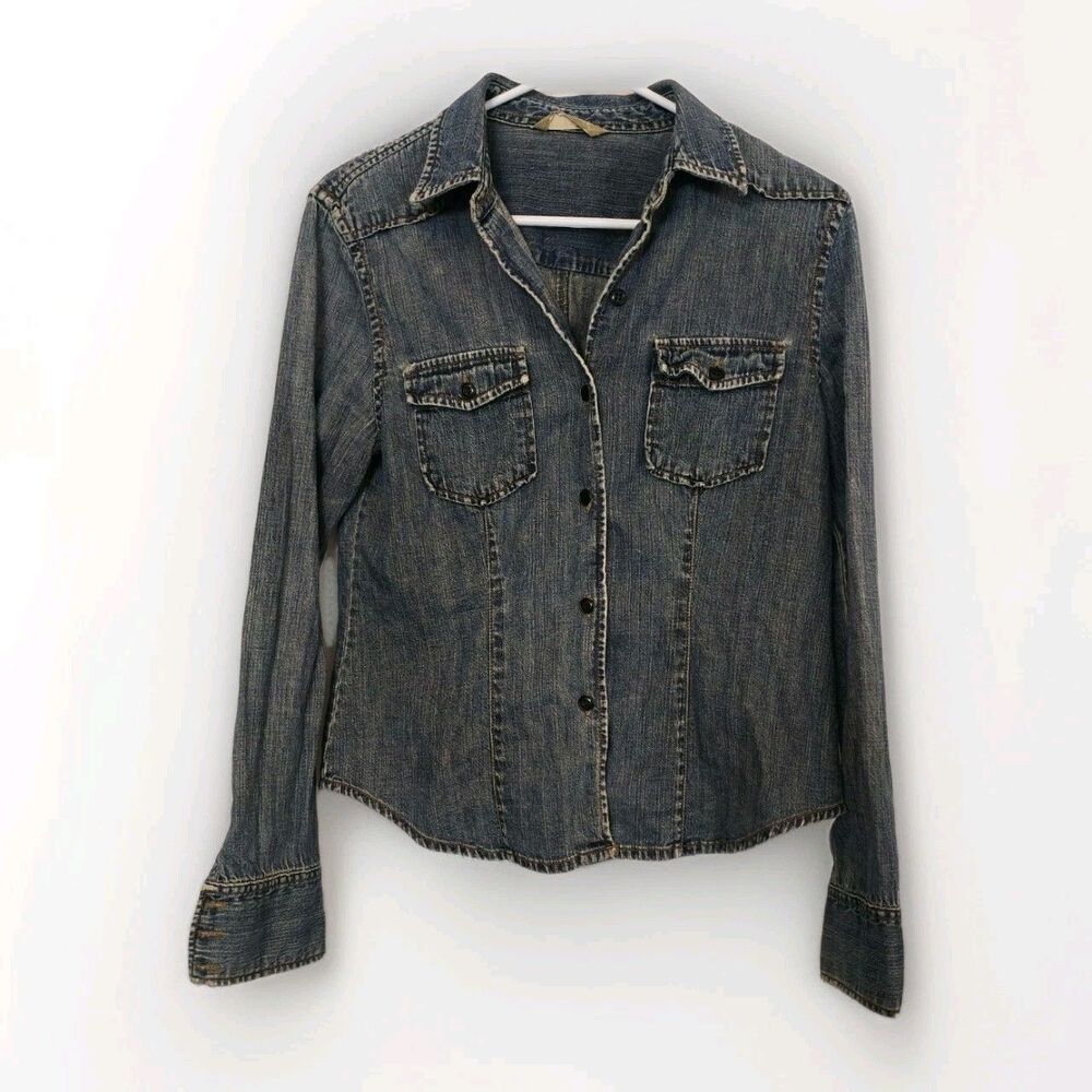 J.‎ CREW Women's Denim Jean Shirt  No size tag, small? Southwest, cowgirl, rodeo